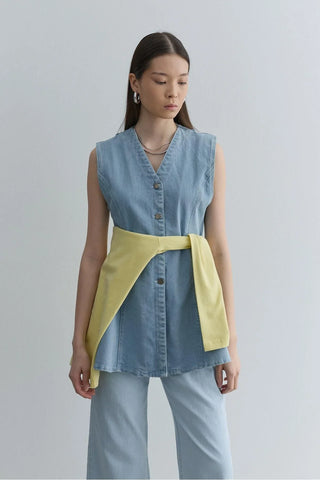 Godeli Denim Yelek Açık mavi - Fahhar Design