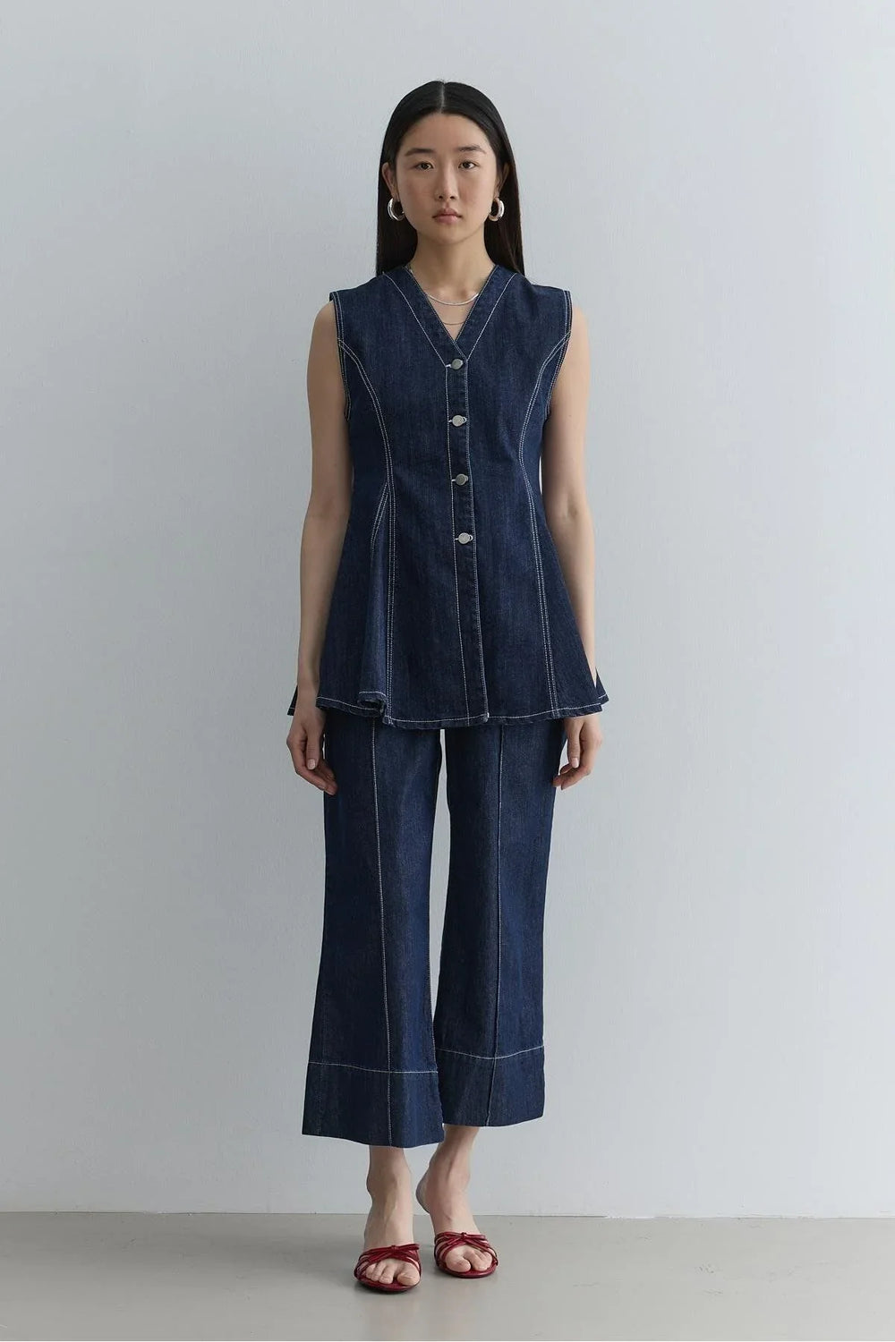 Godeli Denim Vest Navy Blue