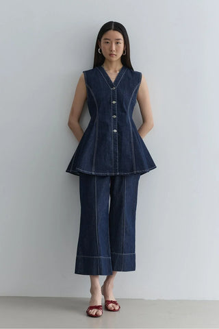 Godeli Denim Yelek Lacivert - Fahhar Design