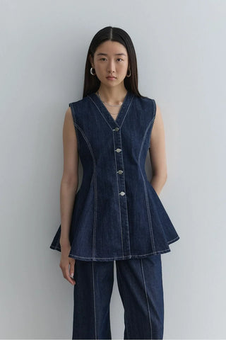 Godeli Denim Yelek Lacivert - Fahhar Design