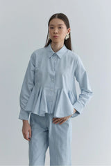 Godeli Kısa Gömlek Mavi