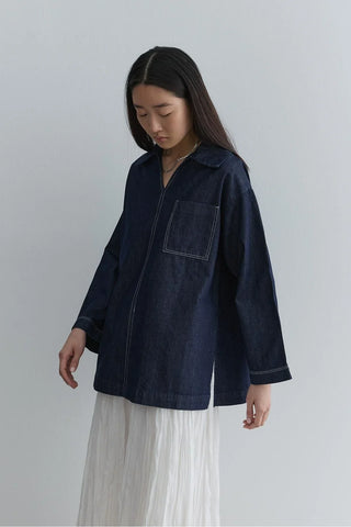 Gömlek Yaka Denim Üst Lacivert - Fahhar Design