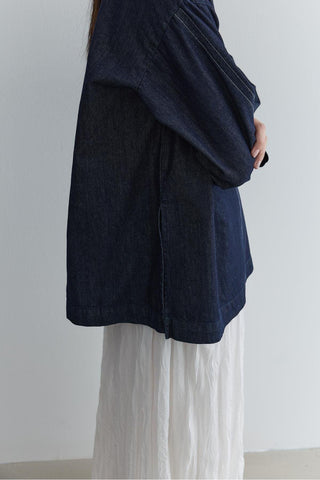 Gömlek Yaka Denim Üst Lacivert - Fahhar Design