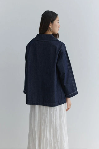 Gömlek Yaka Denim Üst Lacivert - Fahhar Design