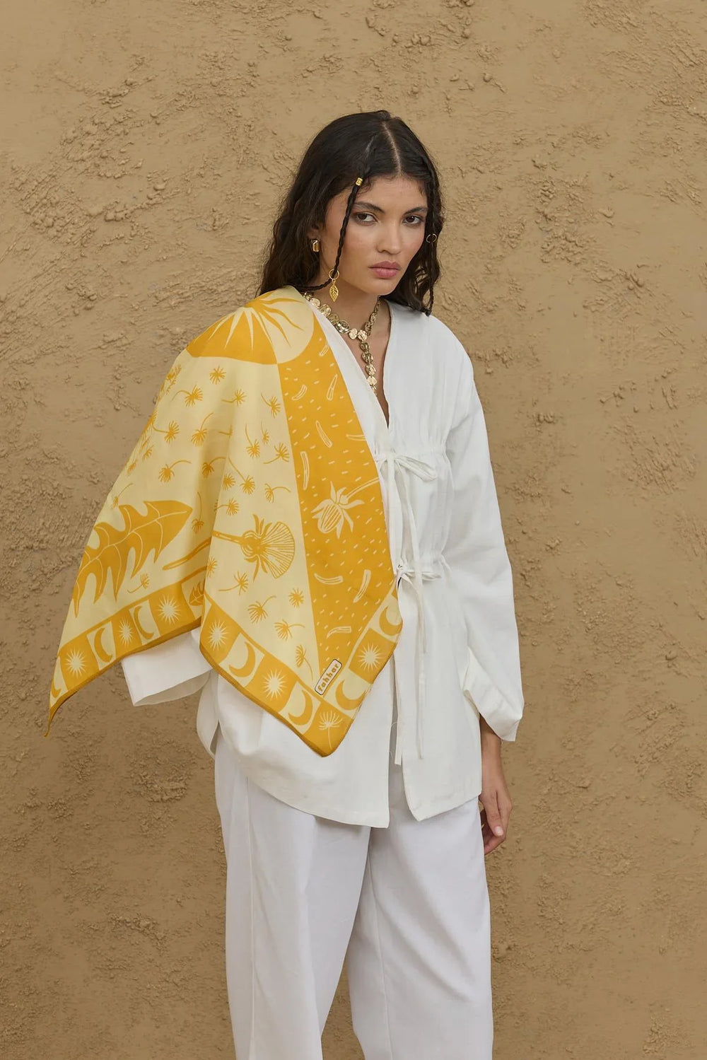 Sun Pattern Scarf Shawl Yellow
