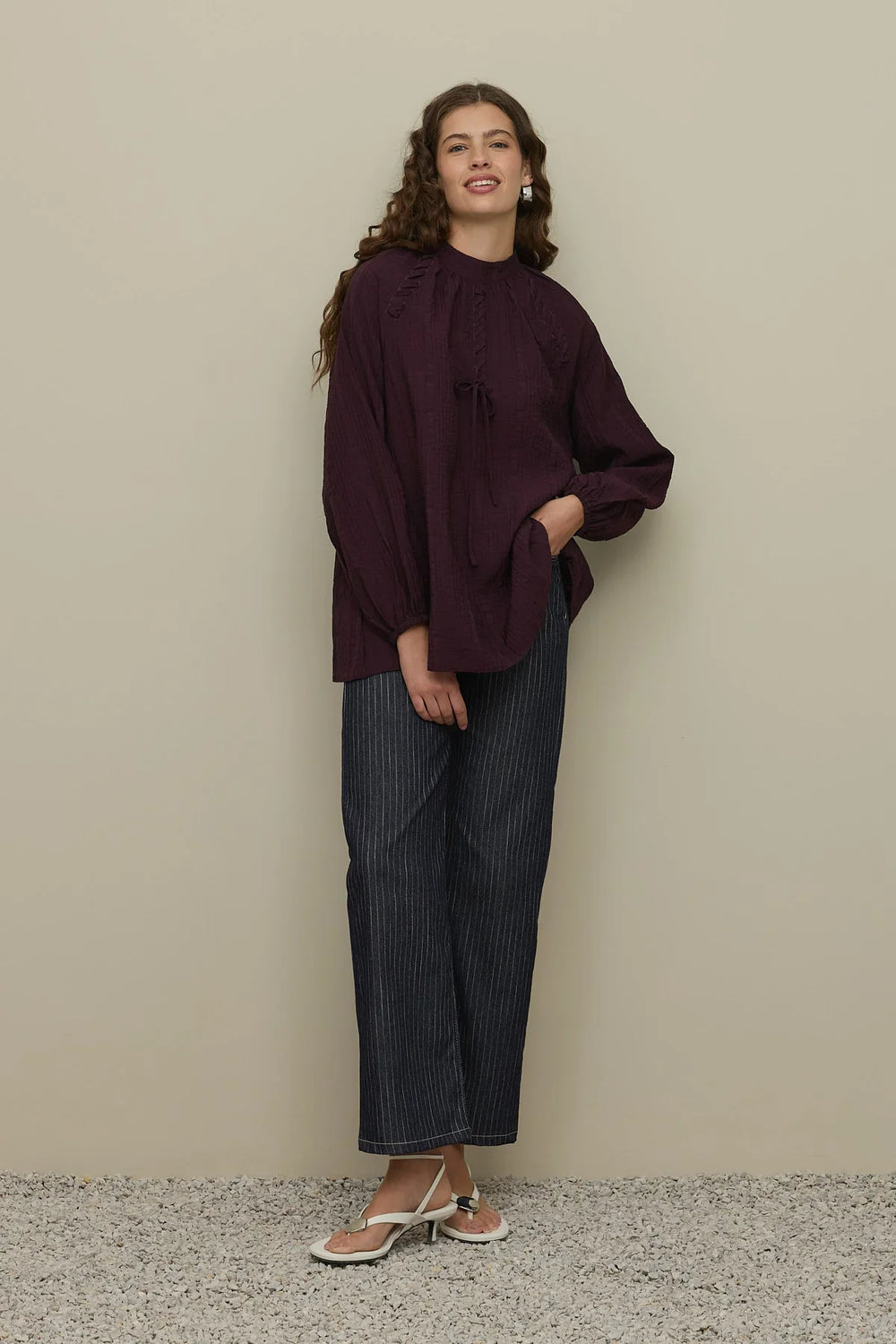 Buttonhole Detailed Shirt Plum