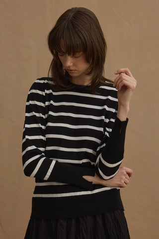 Thin Basic Striped Sweater Black