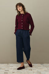 İnce Fırfırlı Tiftik Hırka Bordo