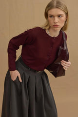 İnce Merserize Hırka Bordo