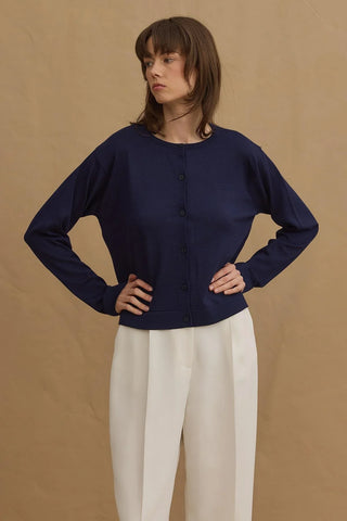 İnce Merserize Hırka Lacivert - Fahhar Design