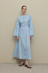 Fine Ribbed Voile Dress Blue