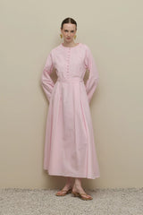 Fine Ribbed Voile Dress Pink