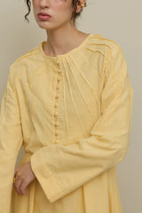 Fine Ribbed Voile Dress Yellow