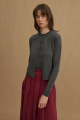 Thin Top and Buttoned Cardigan Anthracite
