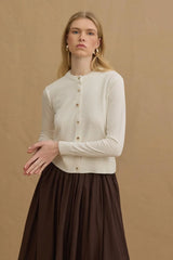 Thin Top and Buttoned Cardigan Ecru