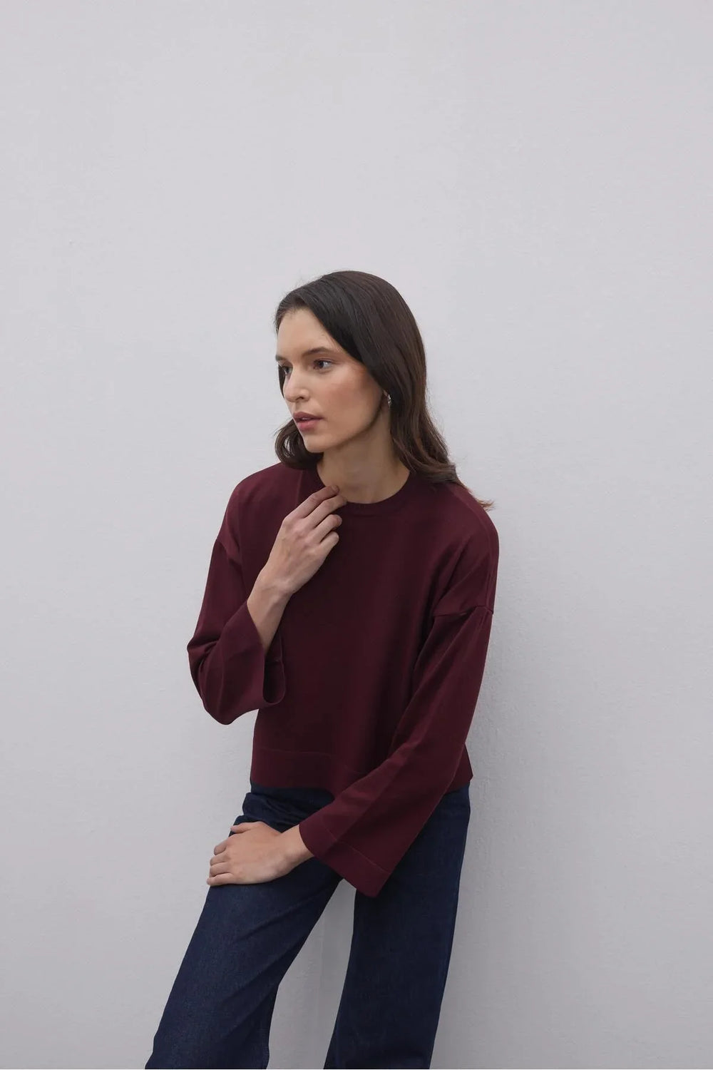 Fine Knit Sweater Claret Red