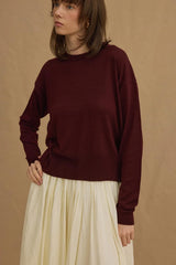 Thin Viscone Basic Sweater Claret Red