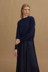 Thin Viscone Basic Sweater Navy Blue