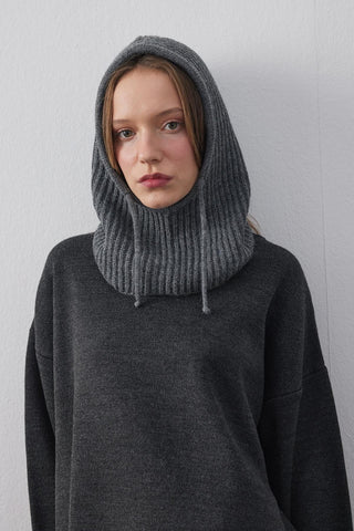 İpli Balaclava Bere Başlık Antrasit - Fahhar Design