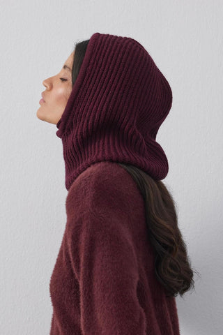 İpli Balaclava Bere Başlık Bordo - Fahhar Design