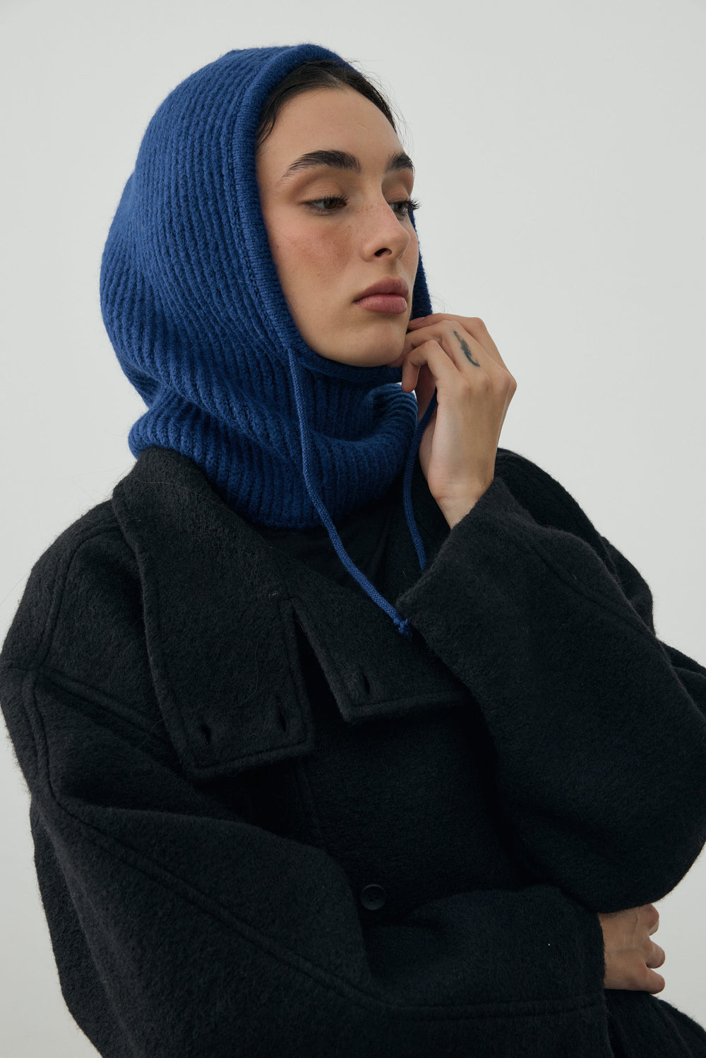 İpli Balaclava Bere Başlık Derin Mavi