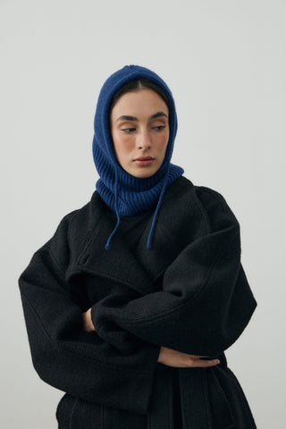 İpli Balaclava Bere Başlık Derin Mavi
