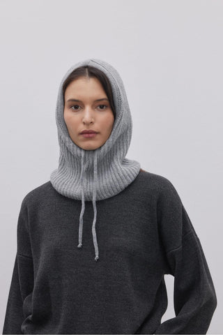 İpli Balaclava Bere Başlık Gri