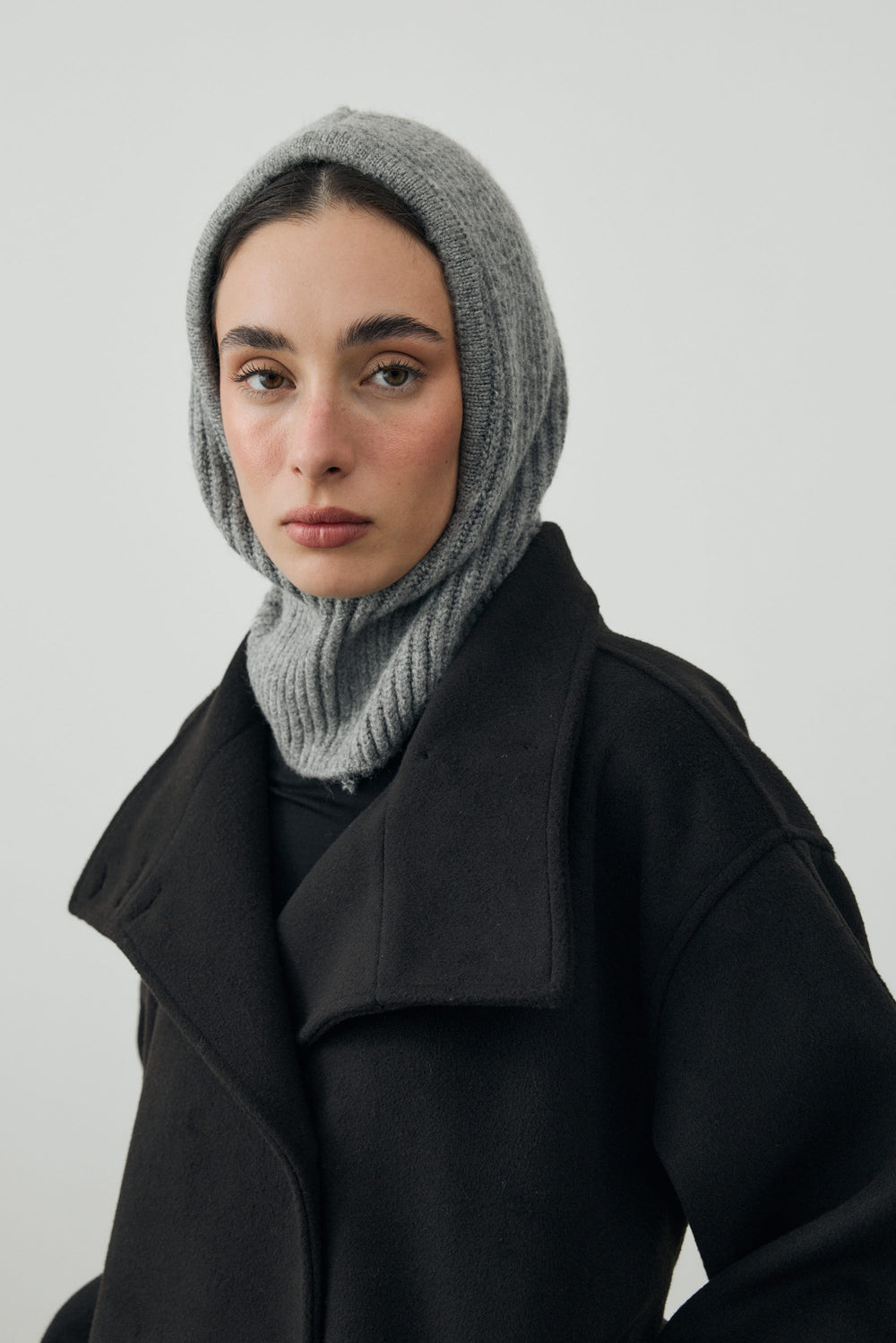 İpli Balaclava Bere Başlık Gri