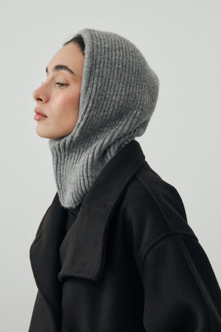 İpli Balaclava Bere Başlık Gri