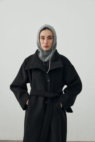 İpli Balaclava Bere Başlık Gri