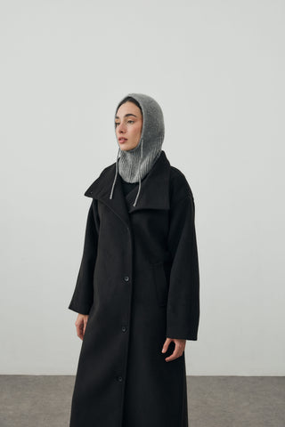 İpli Balaclava Bere Başlık Gri