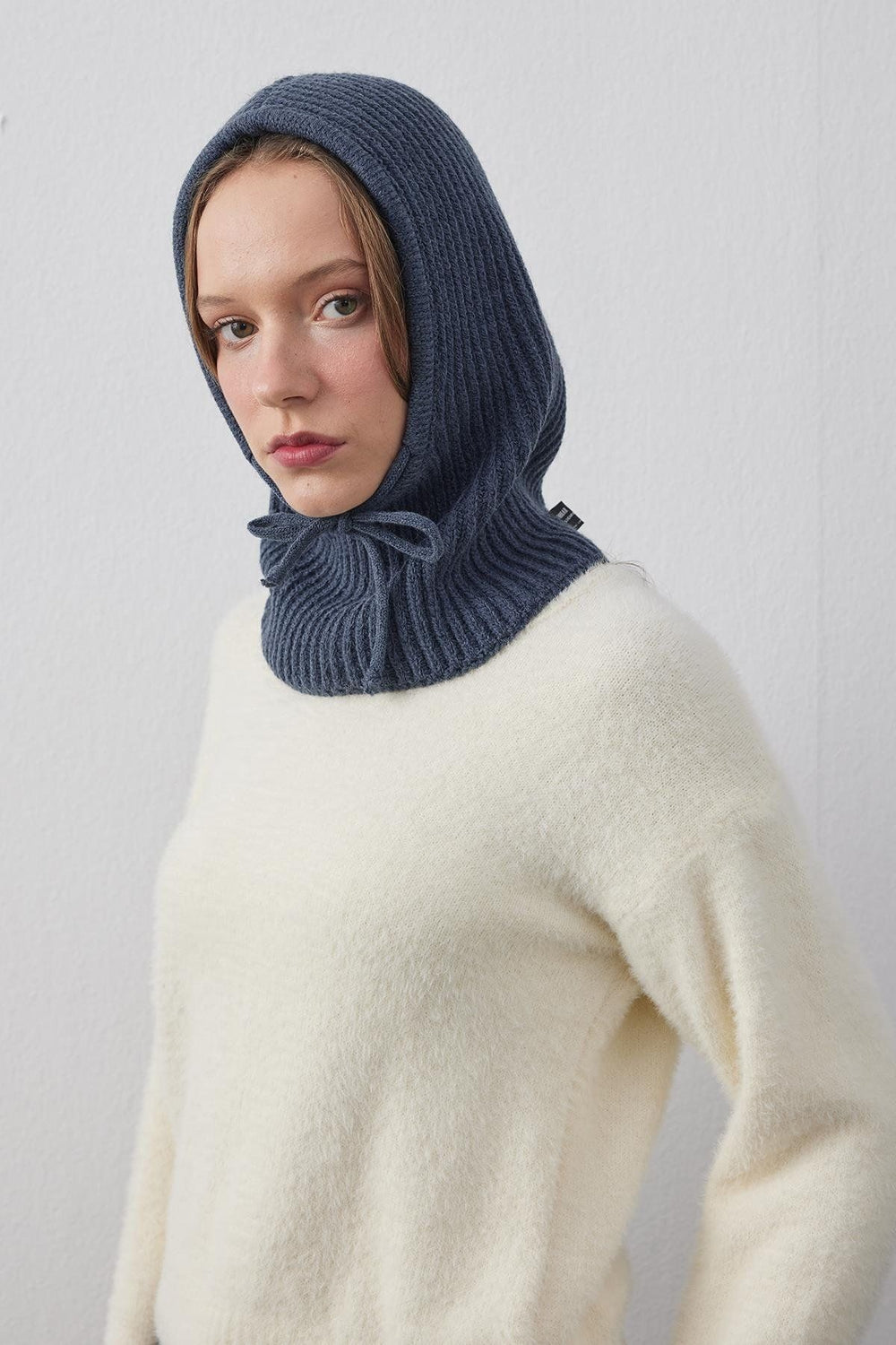 İpli Balaclava Bere Başlık İndigo