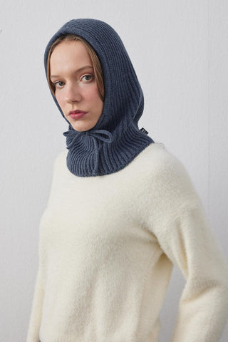 İpli Balaclava Bere Başlık İndigo