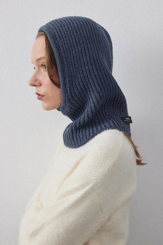 İpli Balaclava Bere Başlık İndigo