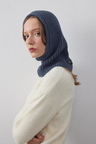 İpli Balaclava Bere Başlık İndigo