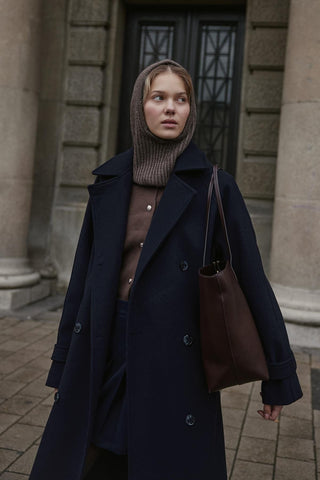 İpli Balaclava Bere Başlık Kahverengi - Fahhar Design