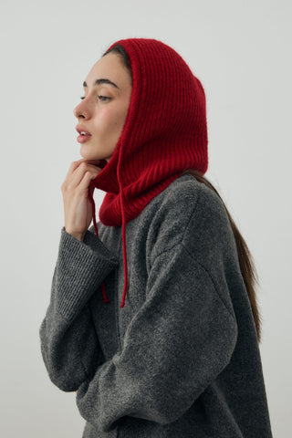 İpli Balaclava Bere Başlık Kırmızı
