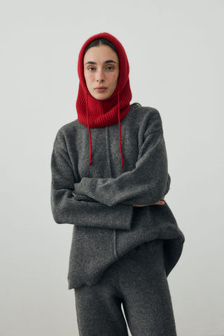 İpli Balaclava Bere Başlık Kırmızı
