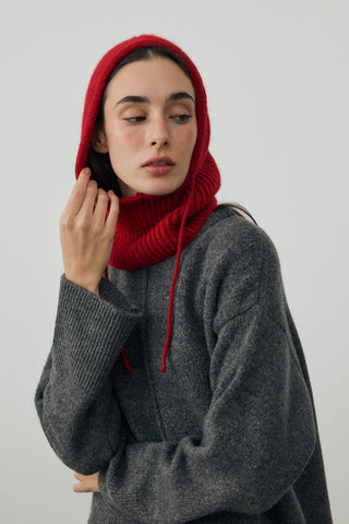 İpli Balaclava Bere Başlık Kırmızı