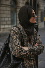 İpli Balaclava Bere Başlık Koyu Kahve