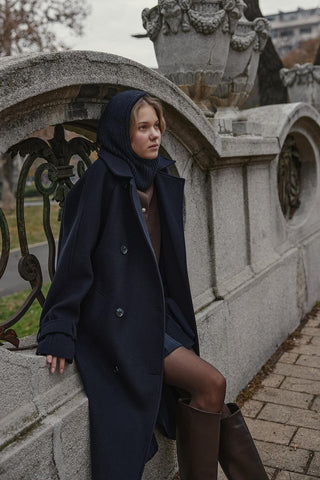 İpli Balaclava Bere Başlık Lacivert - Fahhar Design