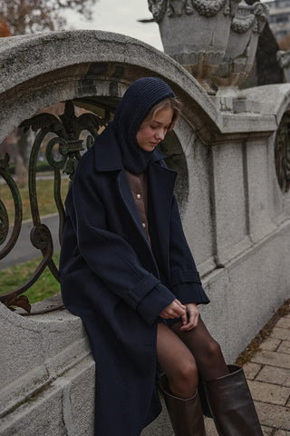 İpli Balaclava Bere Başlık Lacivert - Fahhar Design