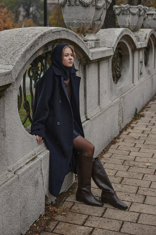 İpli Balaclava Bere Başlık Lacivert - Fahhar Design