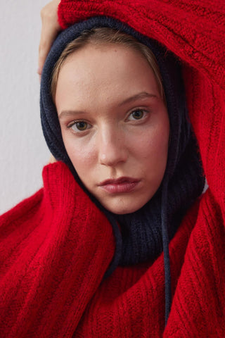 İpli Balaclava Bere Başlık Lacivert - Fahhar Design