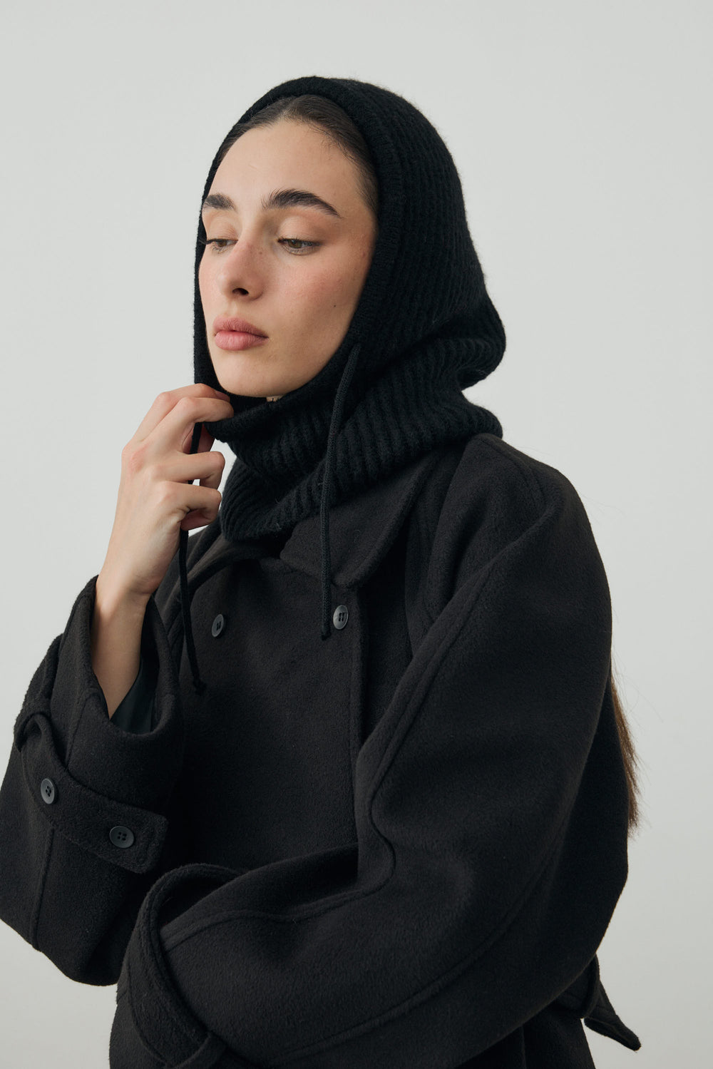 İpli Balaclava Bere Başlık Siyah