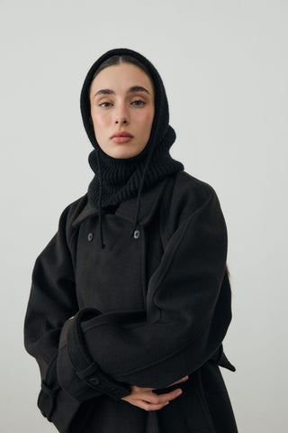İpli Balaclava Bere Başlık Siyah
