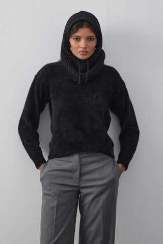 İpli Balaclava Bere Başlık Siyah