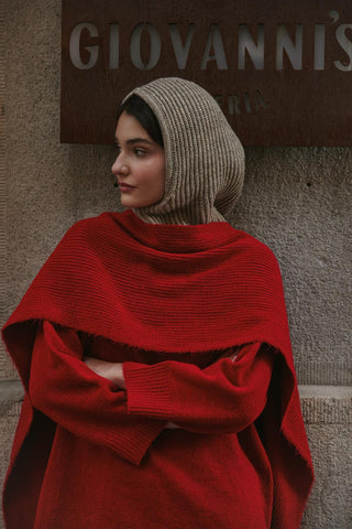 İpli Balaclava Bere Başlık Vizon - Fahhar Design