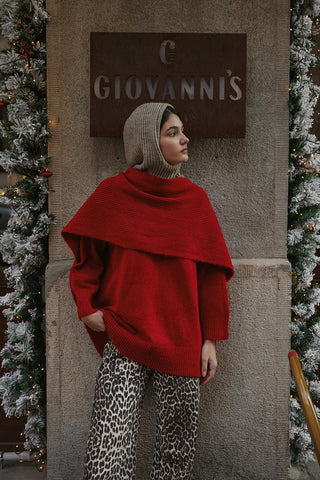 İpli Balaclava Bere Başlık Vizon - Fahhar Design