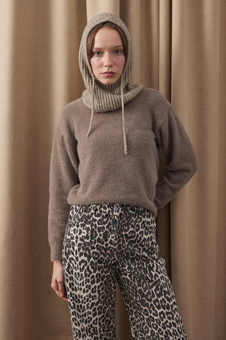 İpli Balaclava Bere Başlık Vizon - Fahhar Design